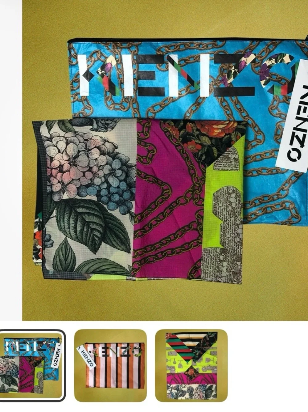 Kenzo NWT Ripstop scarf and matching chain link case
